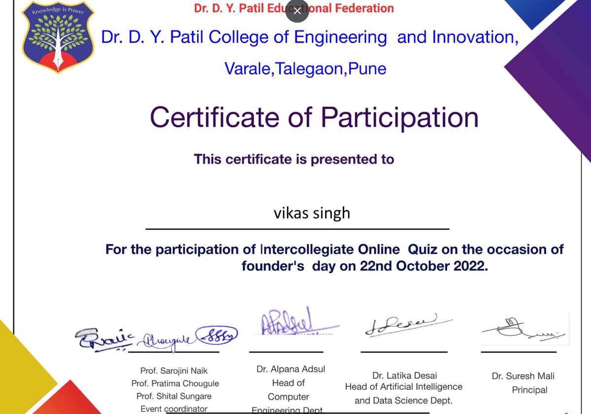 Online Quiz Certificate